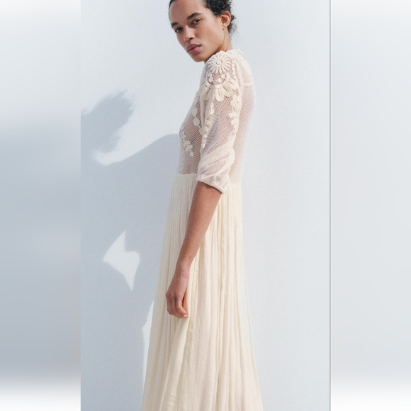 Zara Cream Lace Dress NWT (129$) - Picture 3 of 6